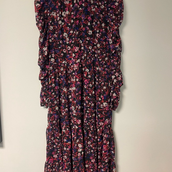 BCBGENERATION floral ruched long sleeve Maxi Dress size 14 NWT - Picture 2 of 6